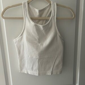 Lululemon Athletica White Ribbed Crop Tank Top